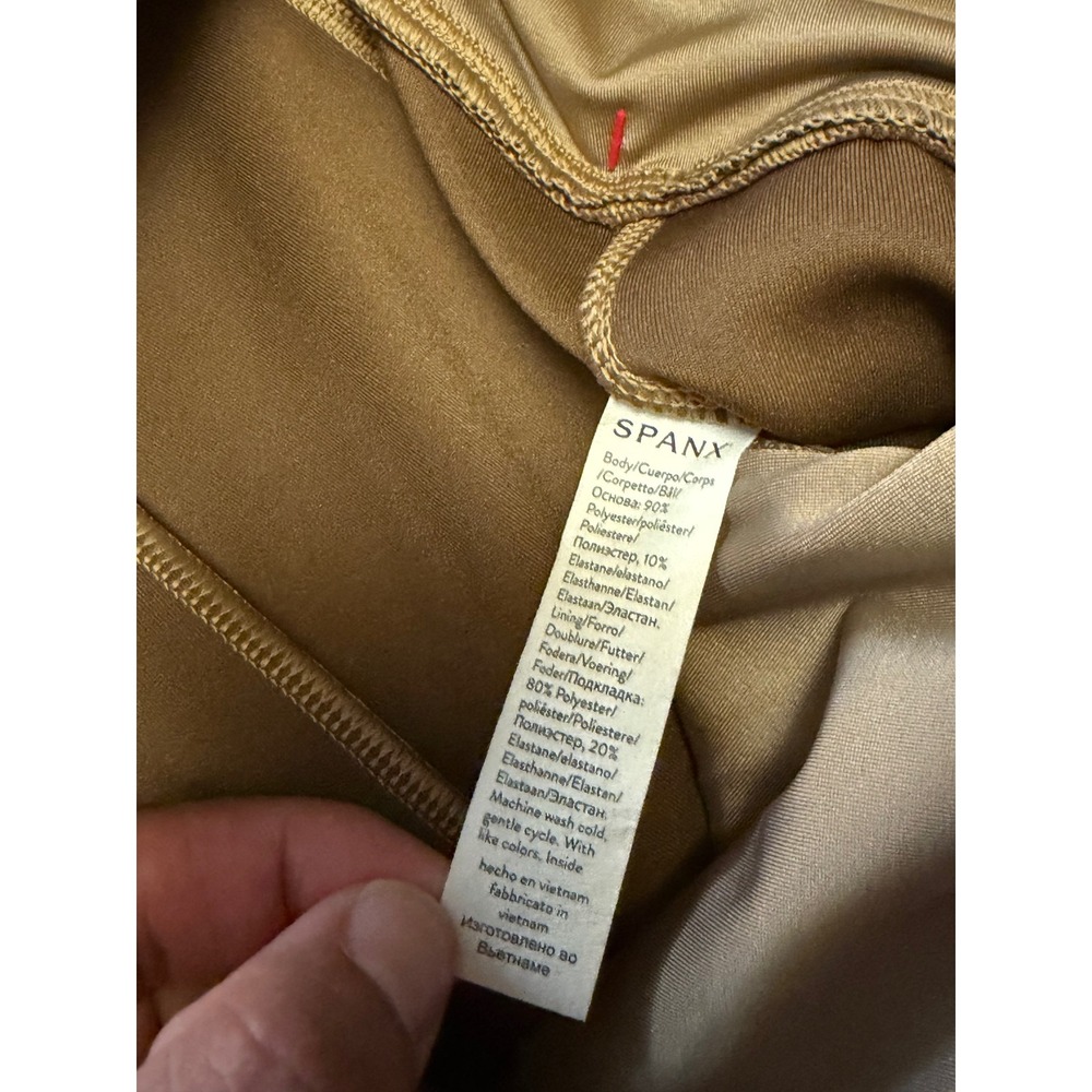 Spanx Faux Suede Leggings Camel Tan High Waisted Seamed Front Size Medium 20380R - Picture 5 of 7